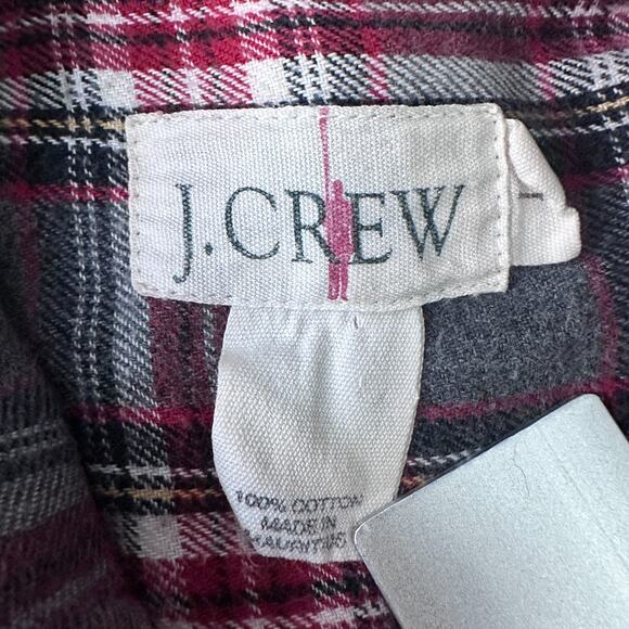 Vintage J Crew Oarsman Flannel Shirt Men's Large Red Gray Plaid Button-Down 90s - Picture 6 of 9